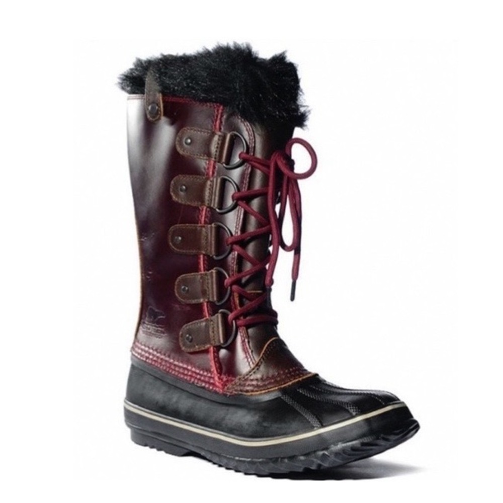 SOREL Joan of Arctic Premium Red Leather Snow Boots Size 6.5